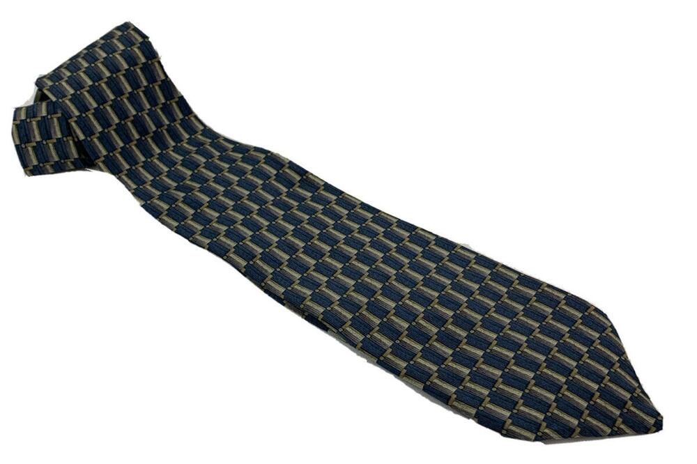 Jimmy V Chris Berman Collection Three Silk 57" Necktie Blue Gray Geometric